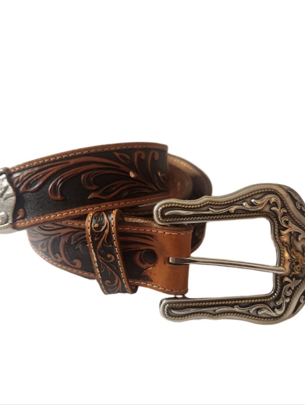 Tony Lama Tooled  Leather Belt Size 40